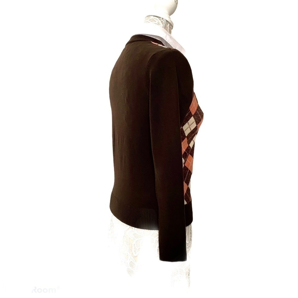 Adina Argyle front Brown sweater with white collar - Picture 4 of 9
